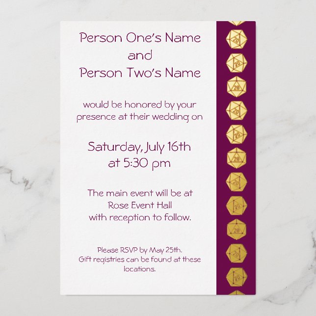 Tabletop Chic in Wine Foil Invitation (Front)