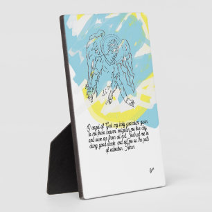 Tabletop Easel w/Canvas : Guardian Angel Plaque