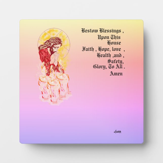 Tabletop  Easel With Canvas : Bless This House Plaque (Front)