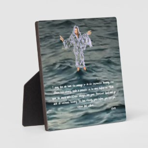 Tabletop Easel With Canvas :Jesus Walks On Water Plaque