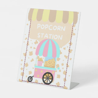Tabletop Food Signage Popcorn Station Pedestal Sign