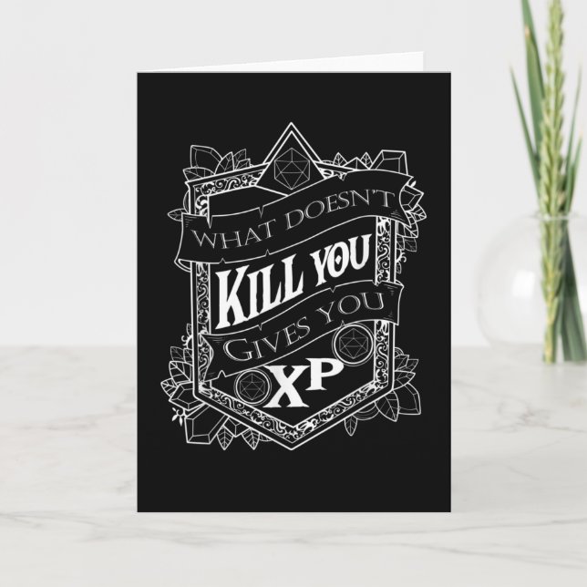 Tabletop Gaming Gives You XP Dice Card (Front)