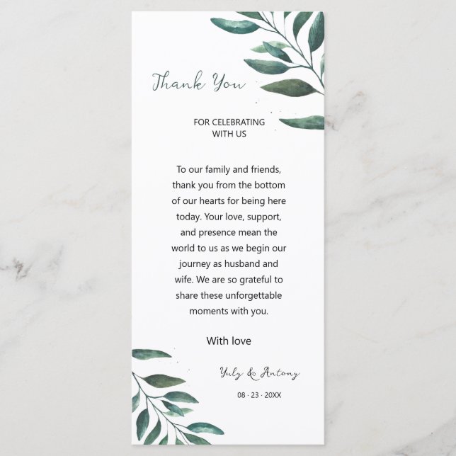 Tabletop Greenery Botanical Message Appreciation Programme (Front)