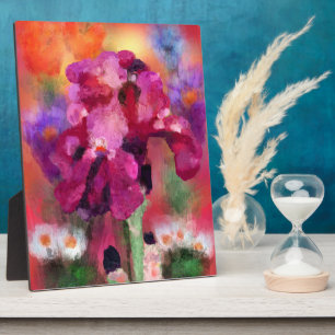 Tabletop Plaque Impressionistic Bearded Iris Art