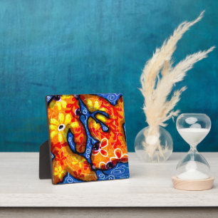 Tabletop Plaque Koi Fish Abstract Art Print