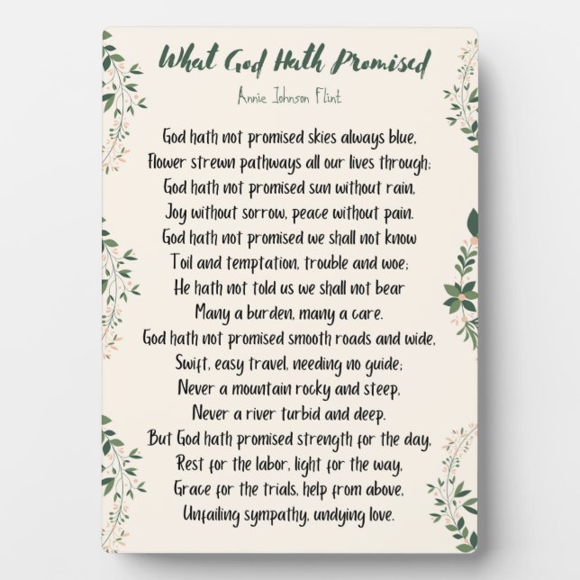 Tabletop Plaque What God Hath Promised (Front)