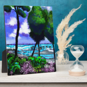 Tabletop Plaque Whimsical Beach Landscape Art