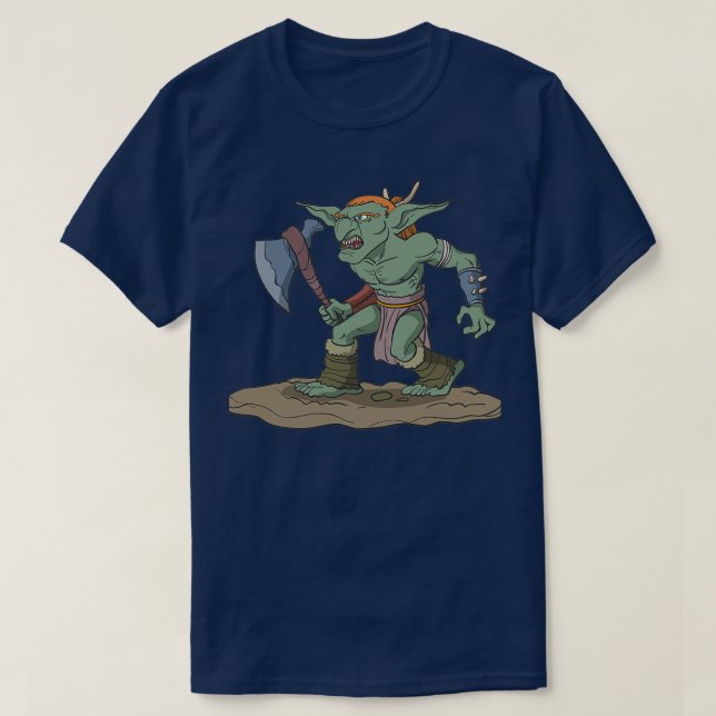 Tabletop roleplaying figure goblin with axe T-Shirt (Design Front)