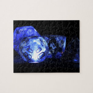 Tabletop RPG PNP Role Player Blue Glowing Dice Jigsaw Puzzle
