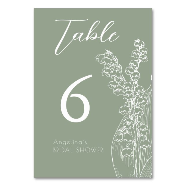 Tabletop Signs bridal shower  Minimalist modern. Table Number (Front)