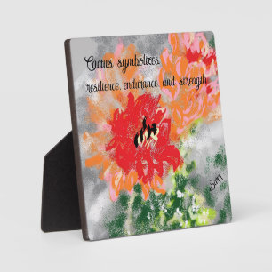 Tabletop W/Canvas : Cactus Flower Plaque