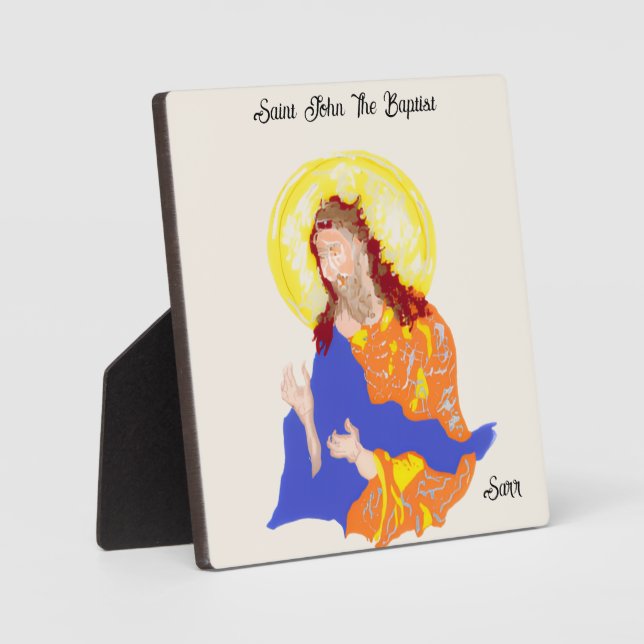 Tabletop W/Canvas : Saint John The Baptist Plaque (Front)