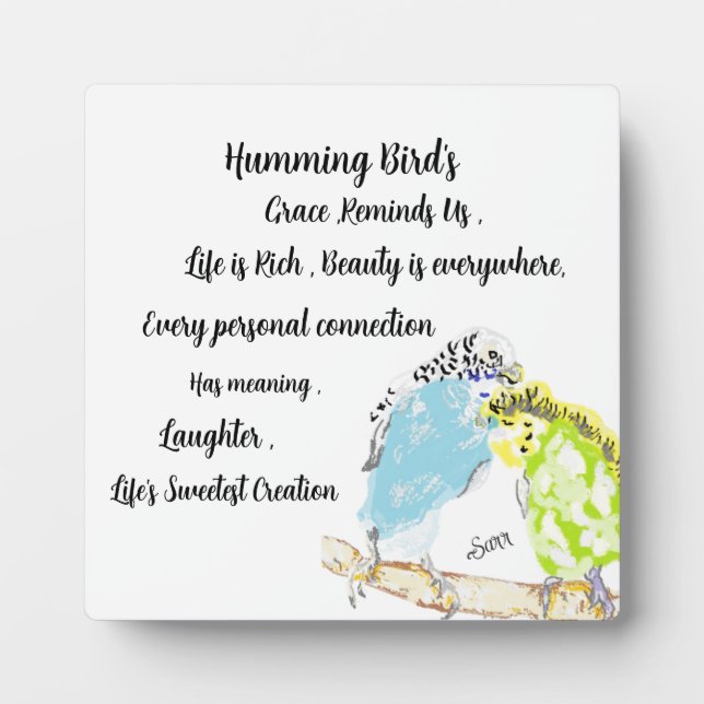 Tabletop W/Canvas : The Humming Bird Plaque (Front)