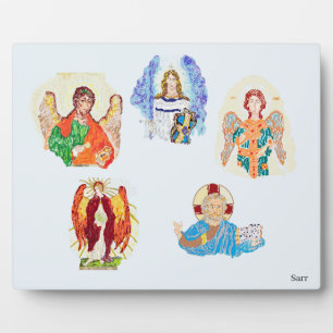 Tabletop with Easel : Archangels / Christ Plaque