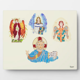 Tabletop  with Easel : Archangels with Christ Plaque