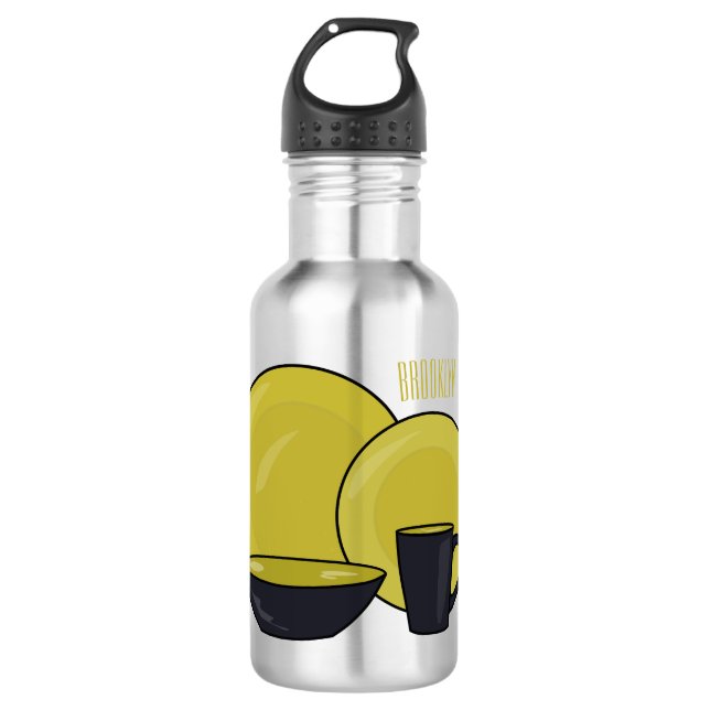Tableware set cartoon illustration  532 ml water bottle (Front)