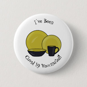Tableware set cartoon illustration 6 cm round badge
