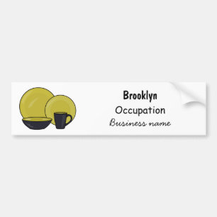 Tableware set cartoon illustration bumper sticker