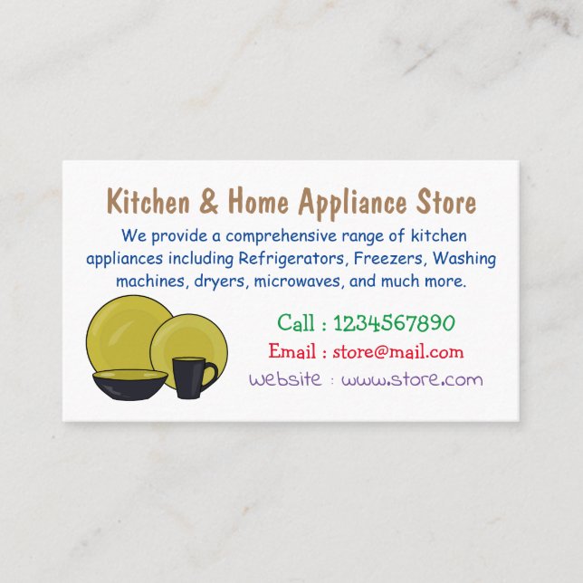 Tableware set cartoon illustration business card (Front)