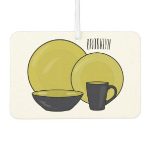 Tableware set cartoon illustration  car air freshener