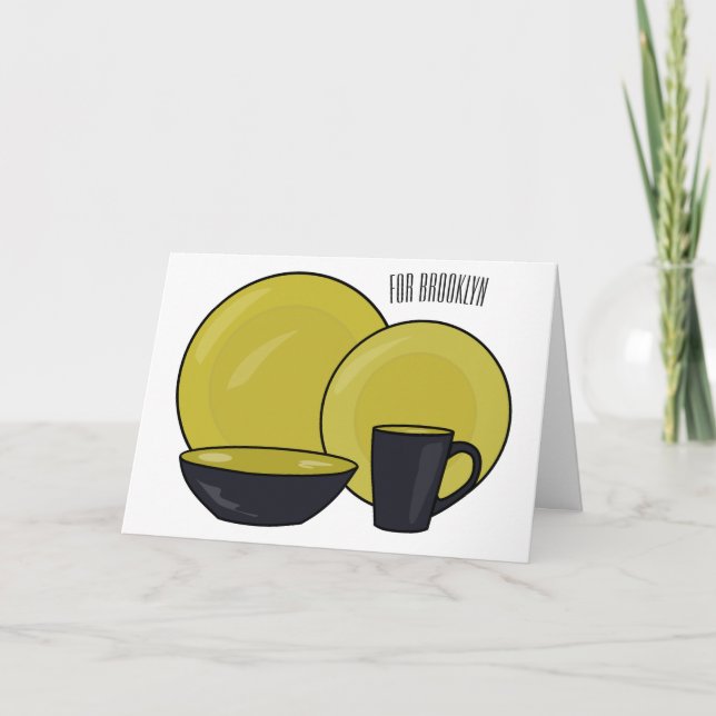 Tableware set cartoon illustration  card (Front)