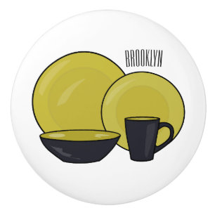 Tableware set cartoon illustration ceramic knob