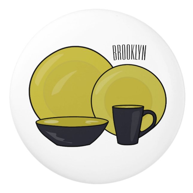 Tableware set cartoon illustration  ceramic knob (Front)