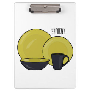 Tableware set cartoon illustration  clipboard