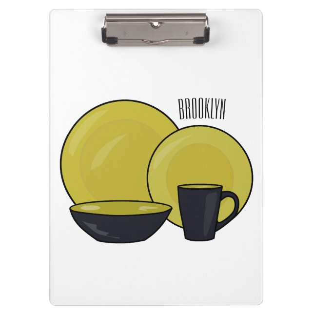 Tableware set cartoon illustration  clipboard (Front)