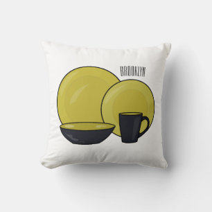 Tableware set cartoon illustration  cushion