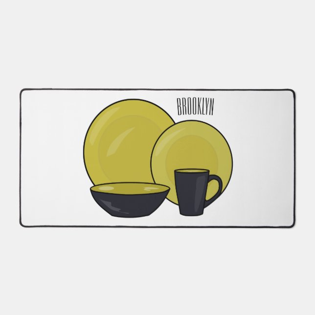 Tableware set cartoon illustration  desk mat (Front)