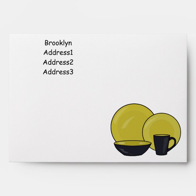Tableware set cartoon illustration envelope (Front)