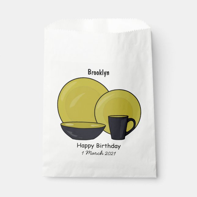 Tableware set cartoon illustration  favour bags (Front)