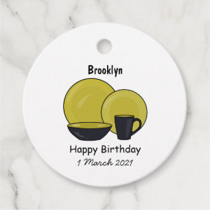 Tableware set cartoon illustration favour tags