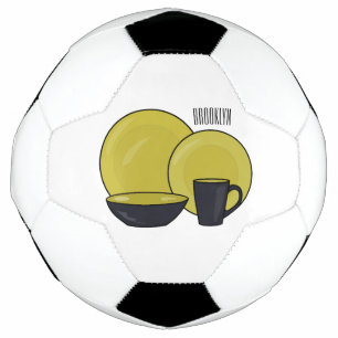 Tableware set cartoon illustration  football