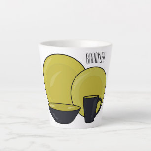 Tableware set cartoon illustration latte mug
