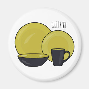 Tableware set cartoon illustration  magnet