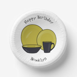 Tableware set cartoon illustration paper plate