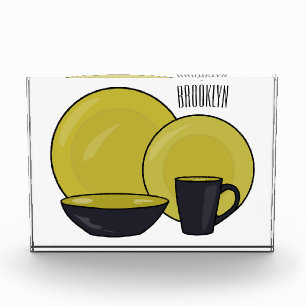 Tableware set cartoon illustration photo block