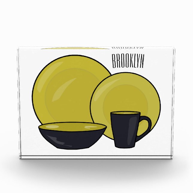 Tableware set cartoon illustration  photo block (Front)