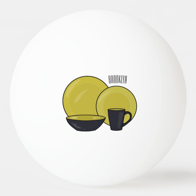 Tableware set cartoon illustration  ping pong ball (Front)