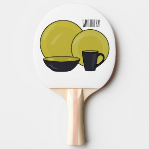 Tableware set cartoon illustration ping pong paddle