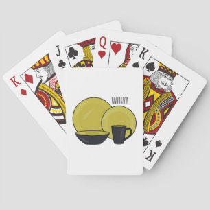 Tableware set cartoon illustration playing cards