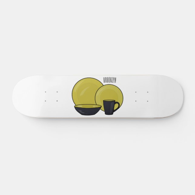 Tableware set cartoon illustration  skateboard (Horz)