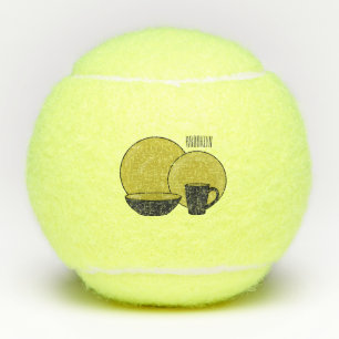 Tableware set cartoon illustration tennis balls
