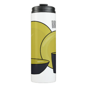 Tableware set cartoon illustration  thermal tumbler