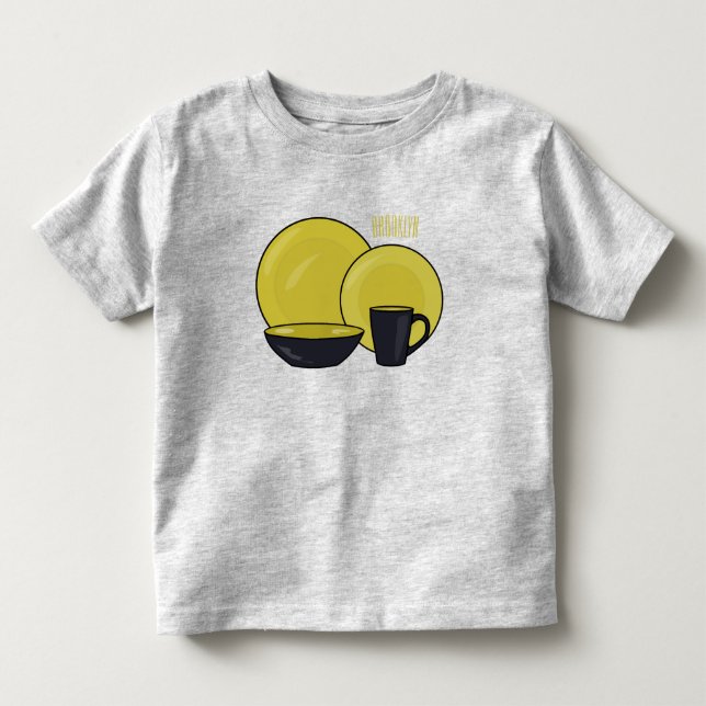 Tableware set cartoon illustration  toddler T-Shirt (Front)