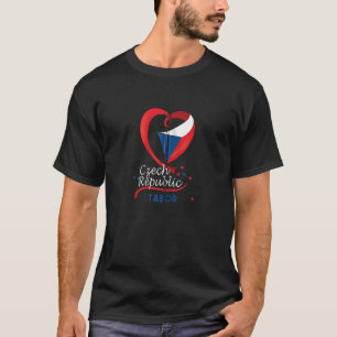 Tabor Czech Republic Heart Flag Lion Coat Of Arm E T-Shirt