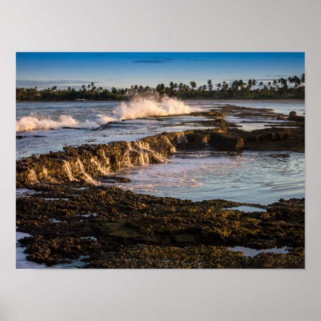 Tabuba Beach: Breaking Waves On The Reefs Poster (Front)