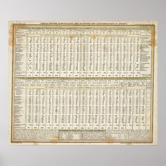 tabular representation of statistics poster (Front)